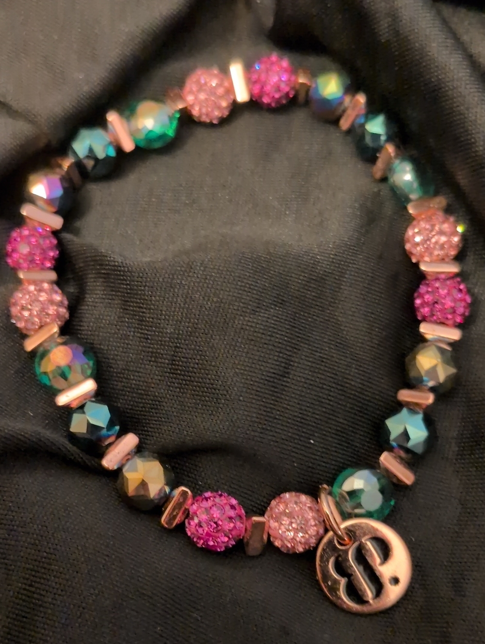 Bomb Party Sparkling Pink & Teal Beaded Stretch Bracelet - Women Jewelry